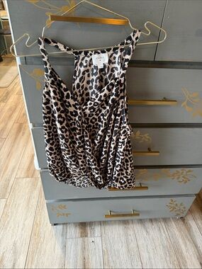 Everly Leopard-Print Twist-Front Cami - Tan and Black